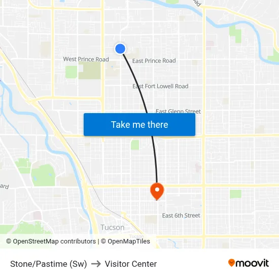 Stone/Pastime (Sw) to Visitor Center map