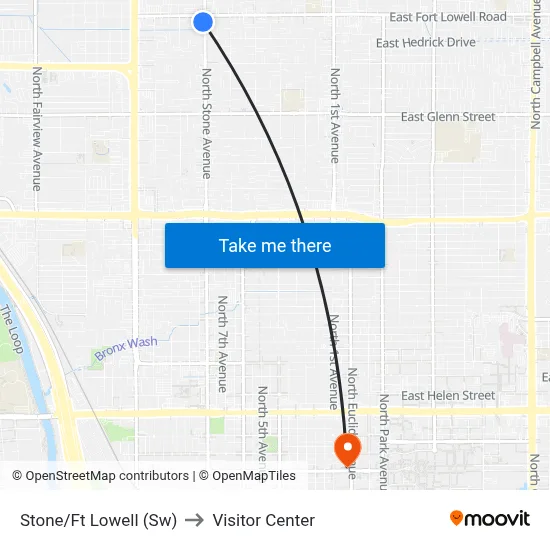Stone/Ft Lowell (Sw) to Visitor Center map