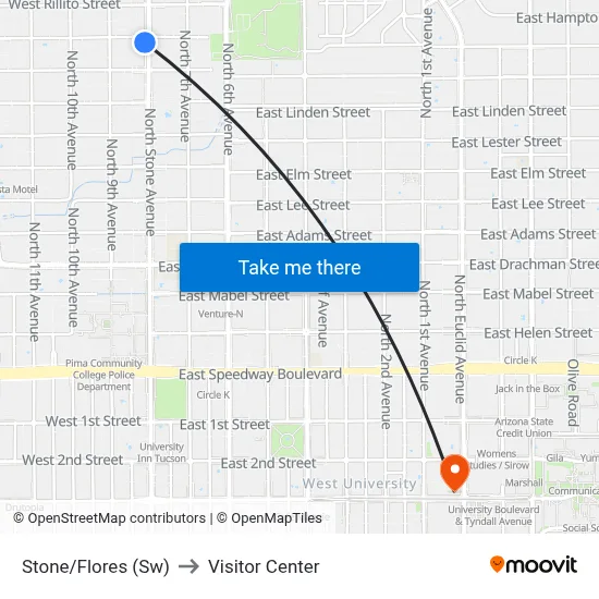 Stone/Flores (Sw) to Visitor Center map