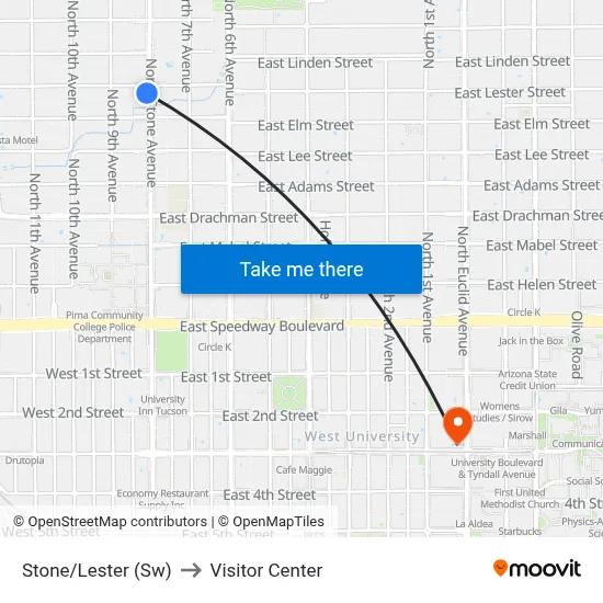 Stone/Lester (Sw) to Visitor Center map
