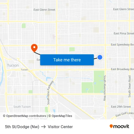 5th St/Dodge (Nw) to Visitor Center map