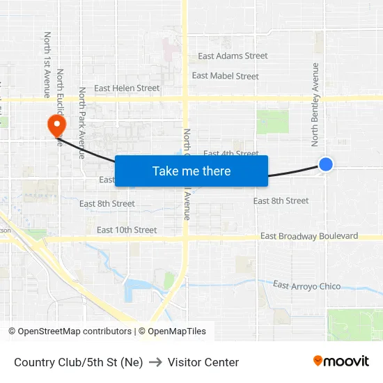 Country Club/5th St (Ne) to Visitor Center map