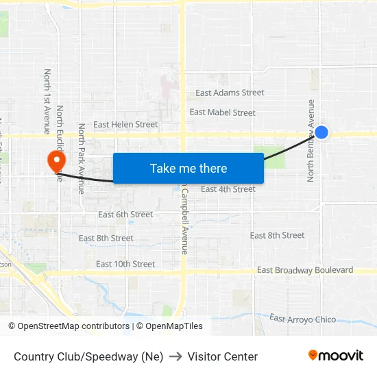 Country Club/Speedway (Ne) to Visitor Center map