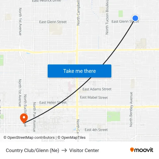 Country Club/Glenn (Ne) to Visitor Center map