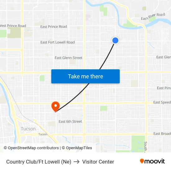 Country Club/Ft Lowell (Ne) to Visitor Center map