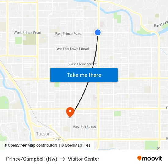 Prince/Campbell (Nw) to Visitor Center map