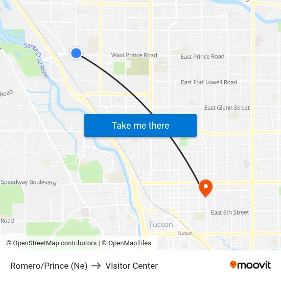 Romero/Prince (Ne) to Visitor Center map