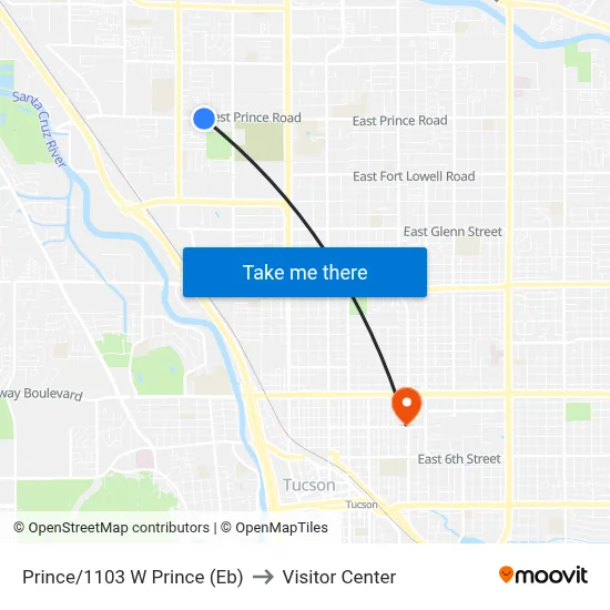 Prince/1103 W Prince (Eb) to Visitor Center map