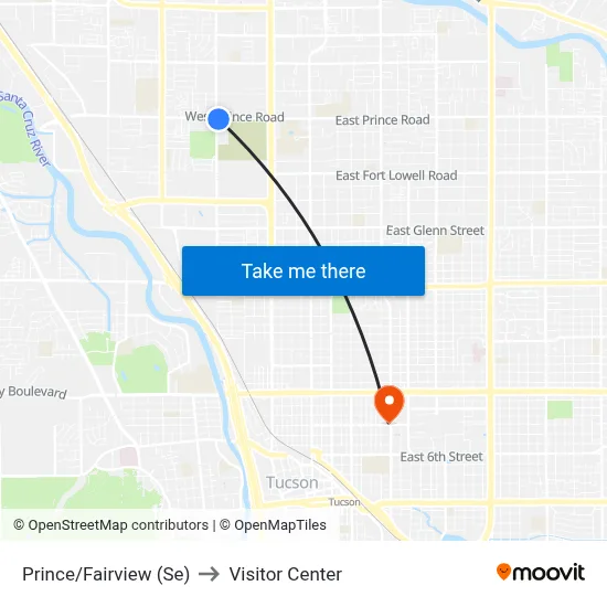 Prince/Fairview (Se) to Visitor Center map