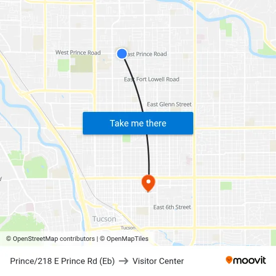 Prince/218 E Prince Rd (Eb) to Visitor Center map