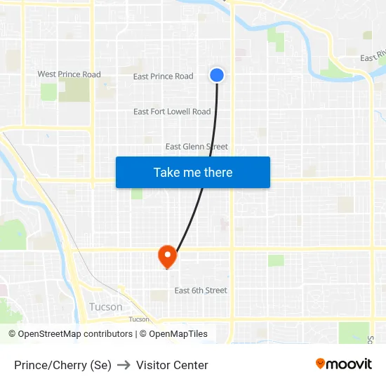Prince/Cherry (Se) to Visitor Center map