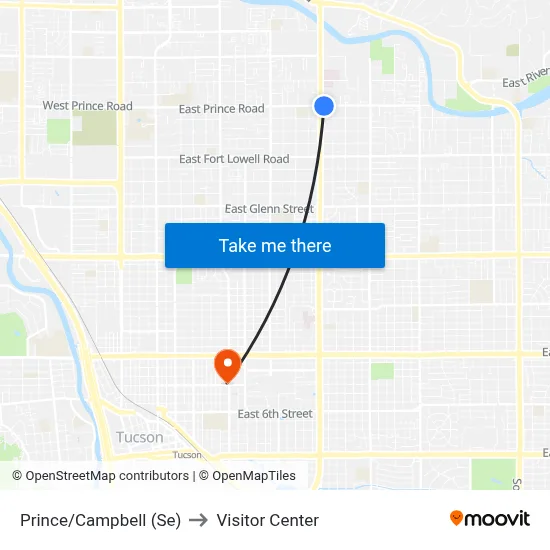 Prince/Campbell (Se) to Visitor Center map