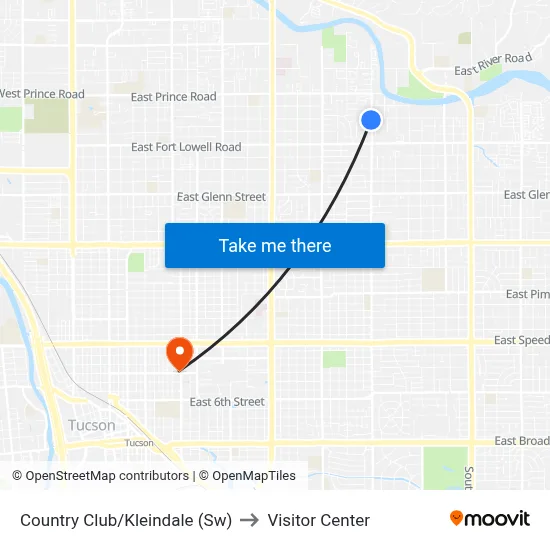 Country Club/Kleindale (Sw) to Visitor Center map