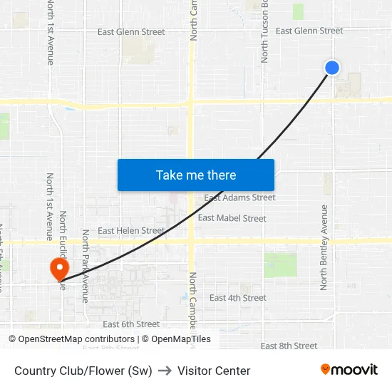 Country Club/Flower (Sw) to Visitor Center map