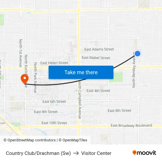 Country Club/Drachman (Sw) to Visitor Center map