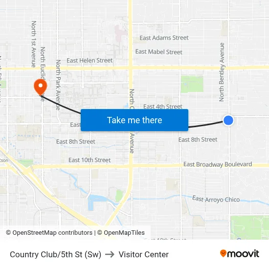 Country Club/5th St (Sw) to Visitor Center map