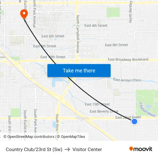 Country Club/23rd St (Sw) to Visitor Center map