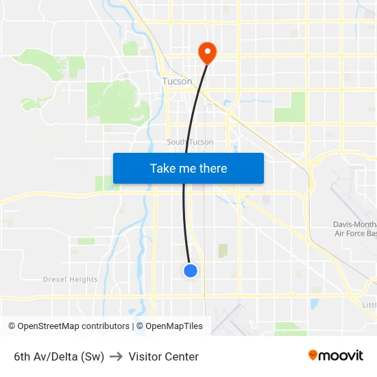 6th Av/Delta (Sw) to Visitor Center map