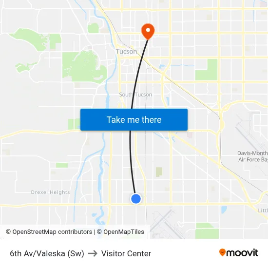6th Av/Valeska (Sw) to Visitor Center map