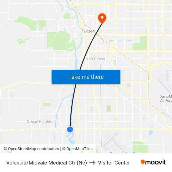 Valencia/Midvale Medical Ctr (Ne) to Visitor Center map