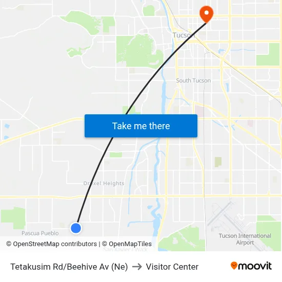 Tetakusim Rd/Beehive Av (Ne) to Visitor Center map