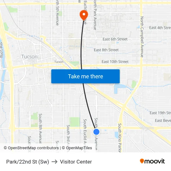 Park/22nd St (Sw) to Visitor Center map