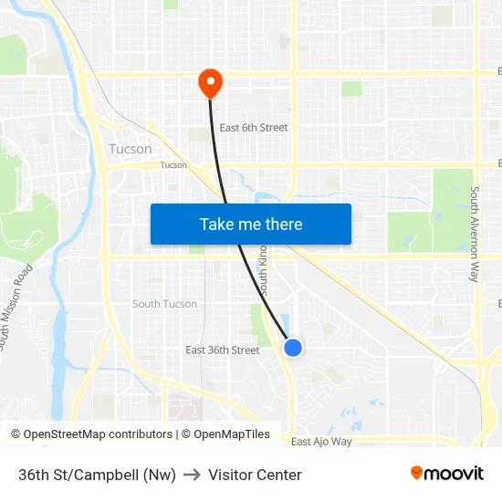 36th St/Campbell (Nw) to Visitor Center map