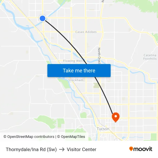 Thornydale/Ina Rd (Sw) to Visitor Center map