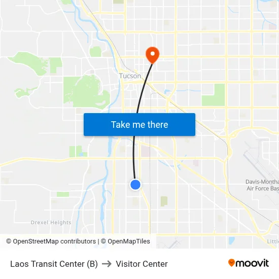 Laos Transit Center (B) to Visitor Center map