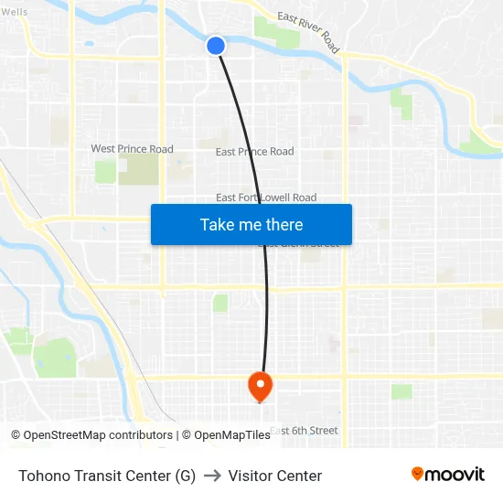 Tohono Transit Center (G) to Visitor Center map