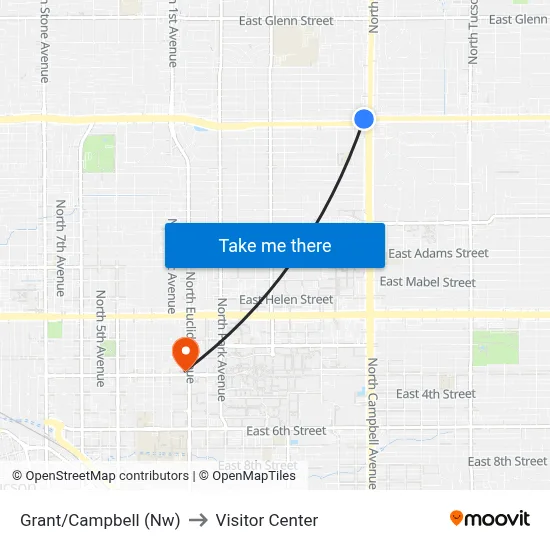 Grant/Campbell (Nw) to Visitor Center map