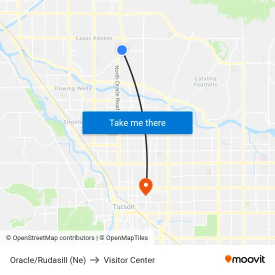 Oracle/Rudasill (Ne) to Visitor Center map