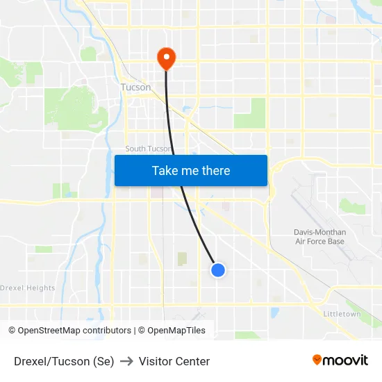 Drexel/Tucson (Se) to Visitor Center map