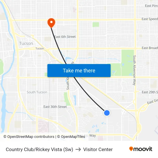 Country Club/Rickey Vista (Sw) to Visitor Center map