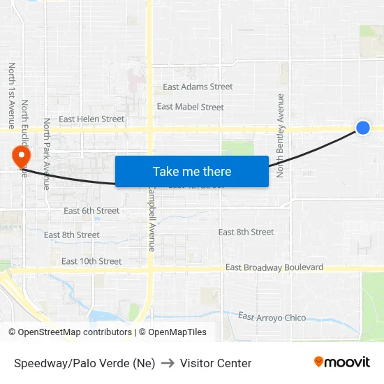 Speedway/Palo Verde (Ne) to Visitor Center map