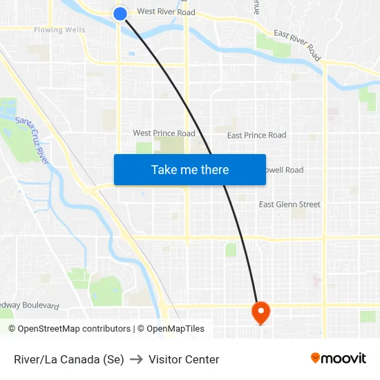 River/La Canada (Se) to Visitor Center map