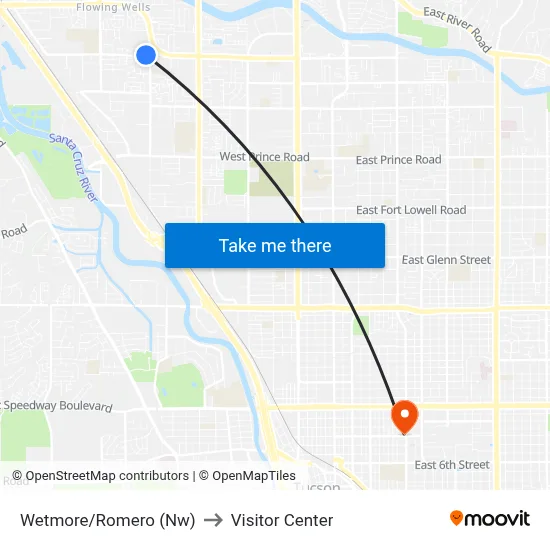 Wetmore/Romero (Nw) to Visitor Center map