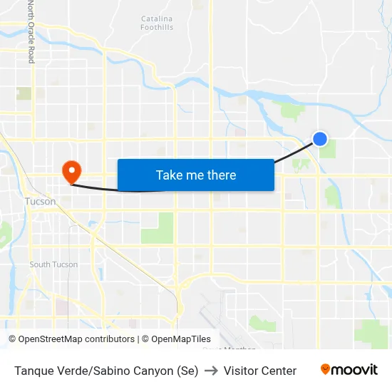 Tanque Verde/Sabino Canyon (Se) to Visitor Center map