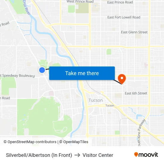 Silverbell/Albertson (In Front) to Visitor Center map