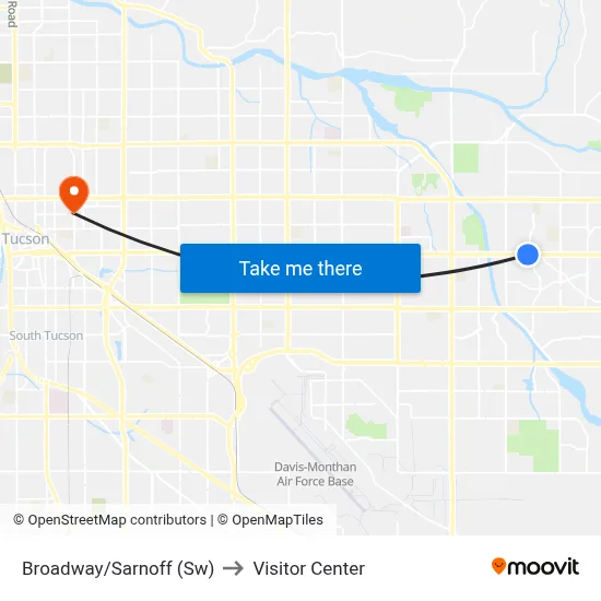 Broadway/Sarnoff (Sw) to Visitor Center map