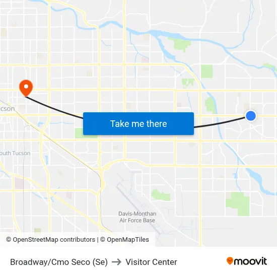 Broadway/Cmo Seco (Se) to Visitor Center map