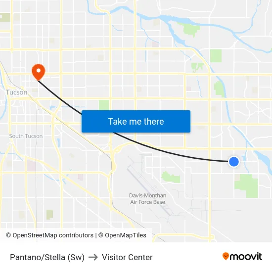 Pantano/Stella (Sw) to Visitor Center map