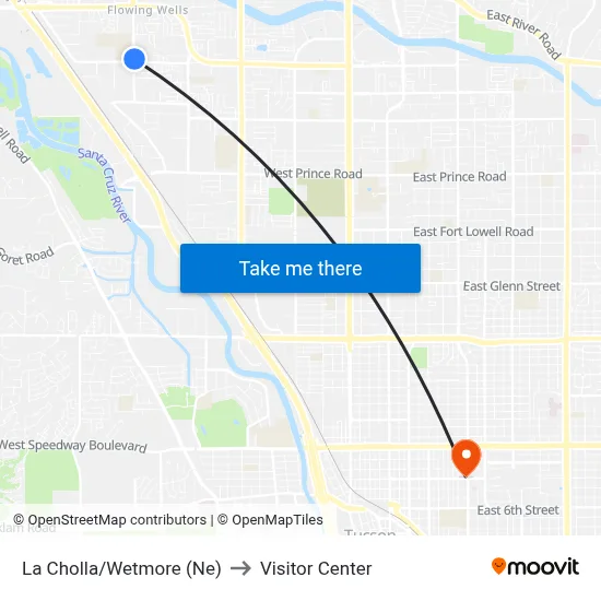 La Cholla/Wetmore (Ne) to Visitor Center map