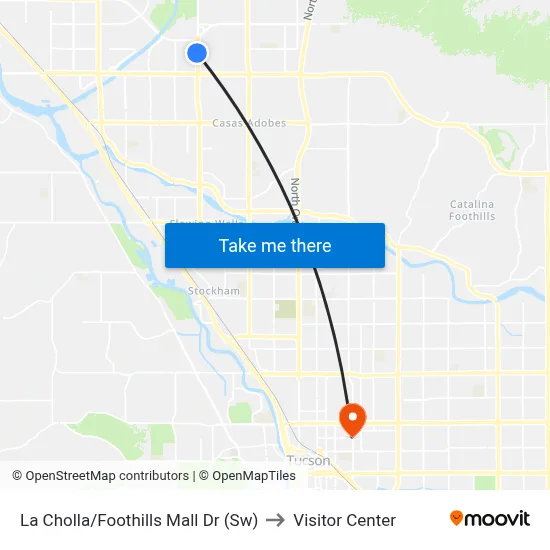 La Cholla/Foothills Mall Dr (Sw) to Visitor Center map
