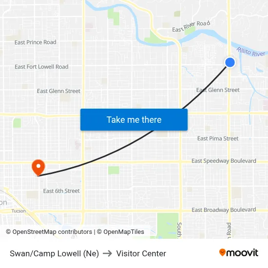 Swan/Camp Lowell (Ne) to Visitor Center map