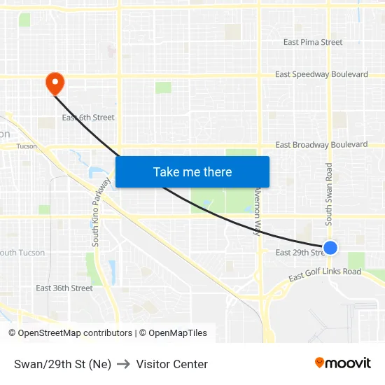 Swan/29th St (Ne) to Visitor Center map
