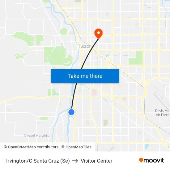 Irvington/C Santa Cruz (Se) to Visitor Center map