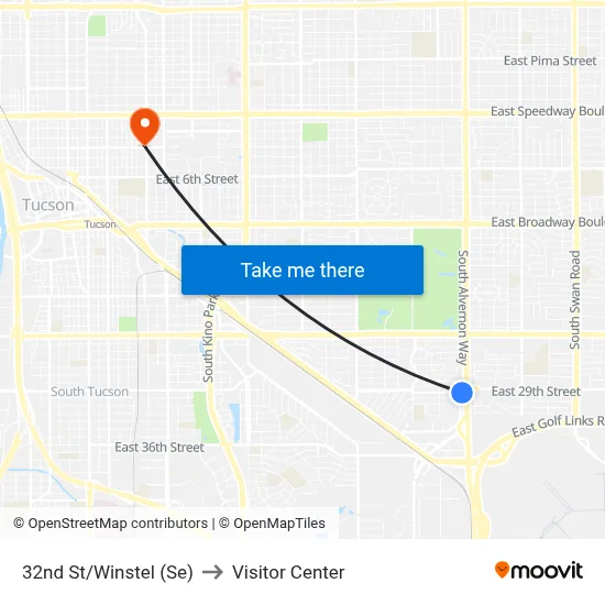 32nd St/Winstel (Se) to Visitor Center map