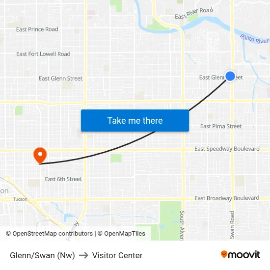 Glenn/Swan (Nw) to Visitor Center map