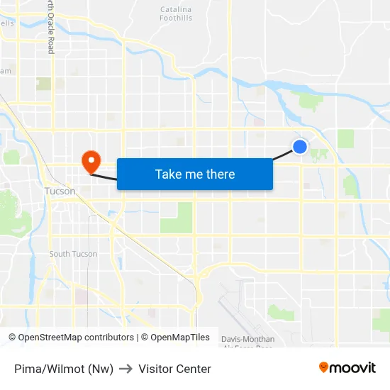 Pima/Wilmot (Nw) to Visitor Center map
